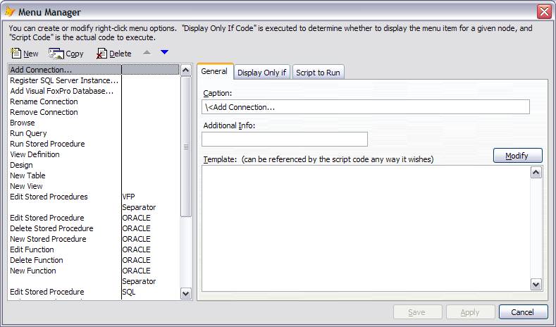 Menu Manager Dialog Box