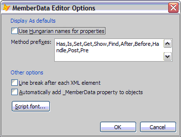 Member Data Editor Options Dialog