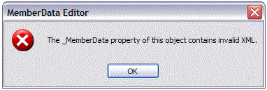 Member Data Editor Error Window